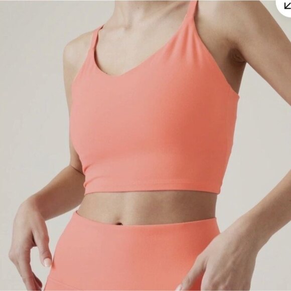 Athleta Elation V-Neck Longline Top Sz L Sunset Glow - Picture 1 of 10